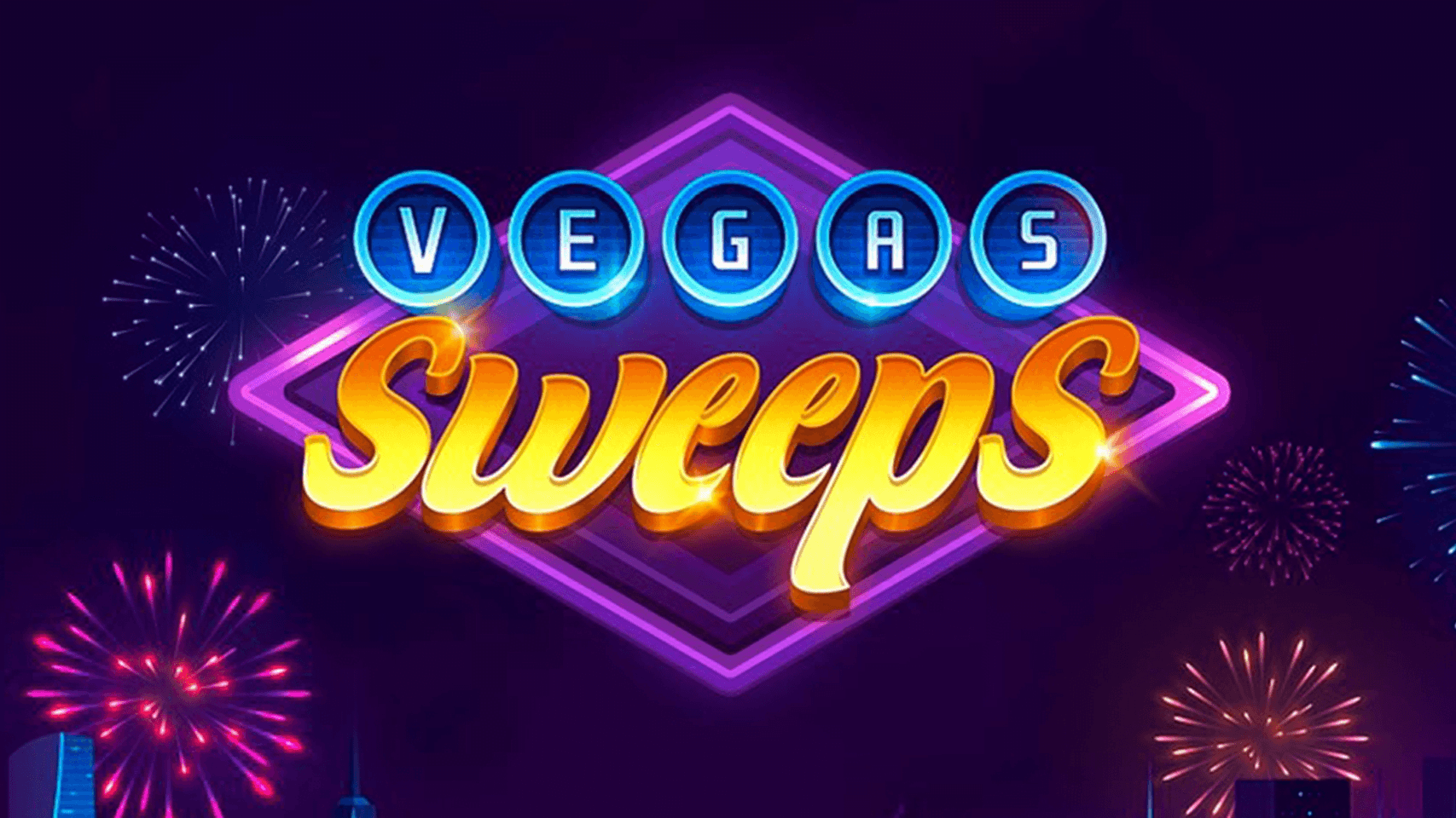 Vegas Sweeps neon logo on dark purple background