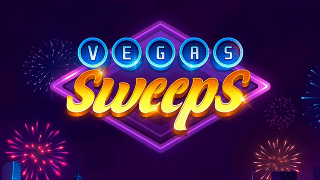 Vegas Sweeps neon-style logo on dark purple background