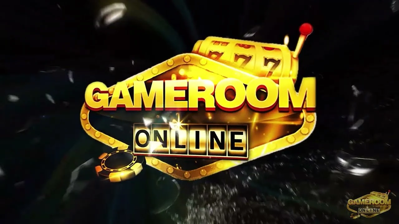 Gameroom Online casino logo with gold slot machine theme
