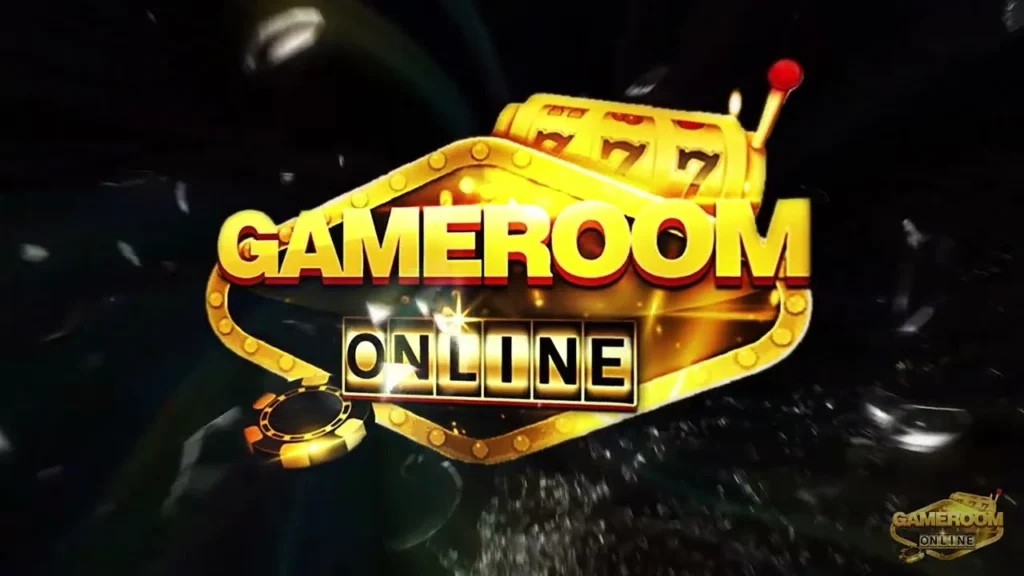Gameroom Online casino logo with gold slot machine theme